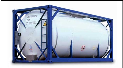 Obr. 9 Cisternový kontajner, zdroj: http://www.containerstrade.com/en/containers/specialie--konteineri/tank-konteineri