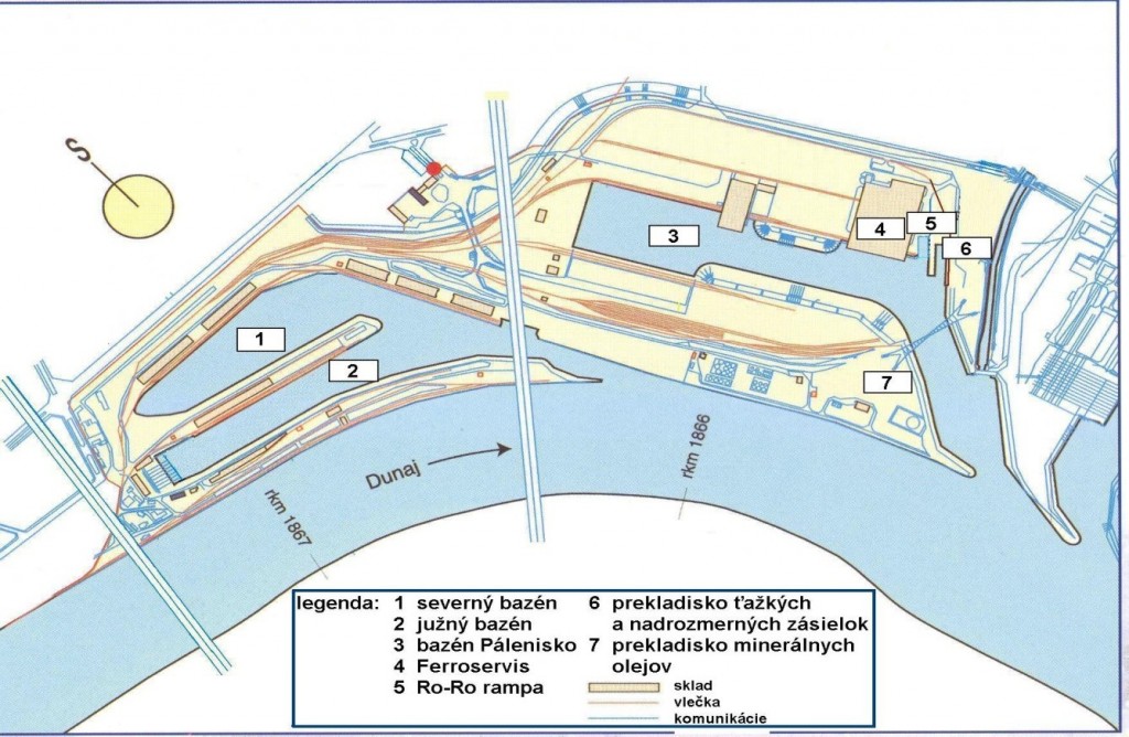 Obr. 2 Schéma usporiadania prístavu Bratislava [www.spap.sk, úprava autor]