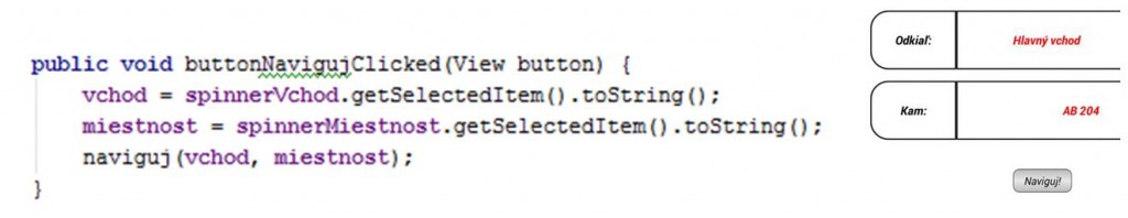 Obr. 12 Definícia metódy pre kliknutie na tlačidlo Naviguj 